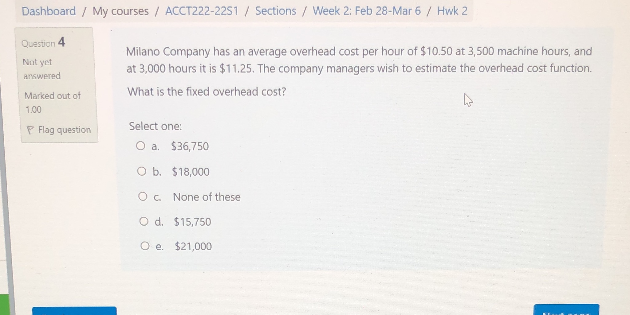Dashboard / My courses / ACCT222-2251 / Sections / Week 2: