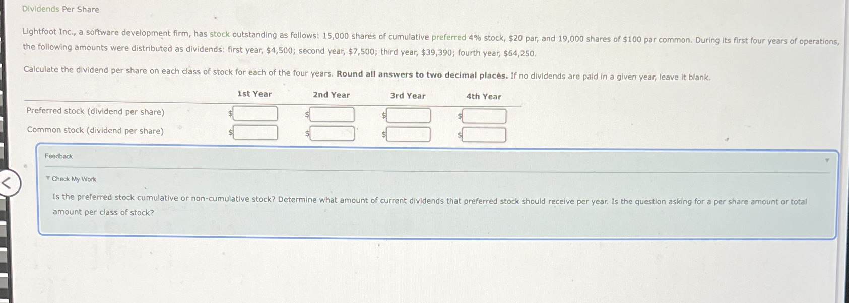 EX 13.02 Dividends Per Share Lightfoot Inc., a software development firm, has