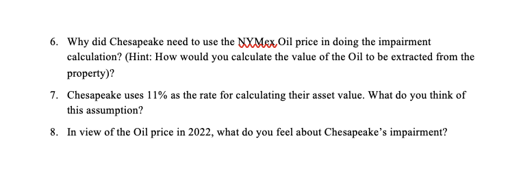 the information provided for Chesapeake Energy and others are based on more