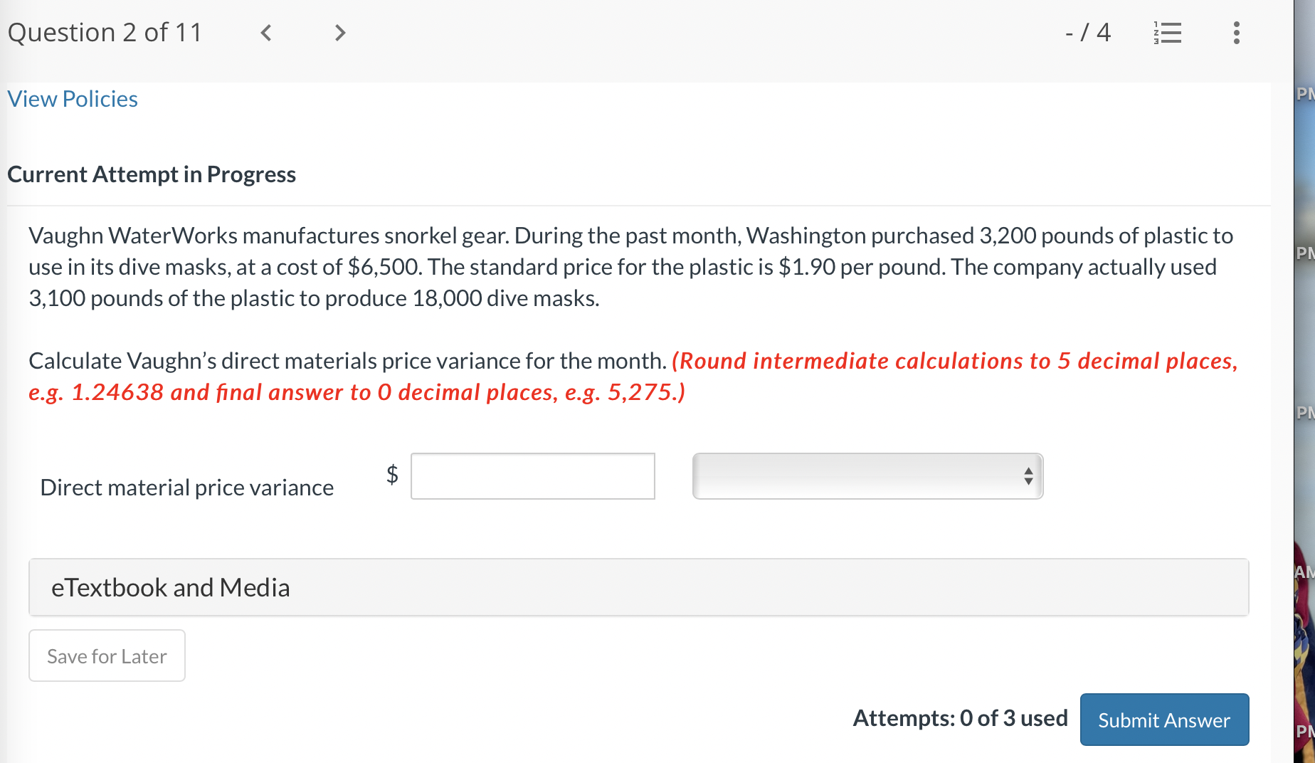  Question 2 of11 _ / 4 ;: View Policies Current Attempt