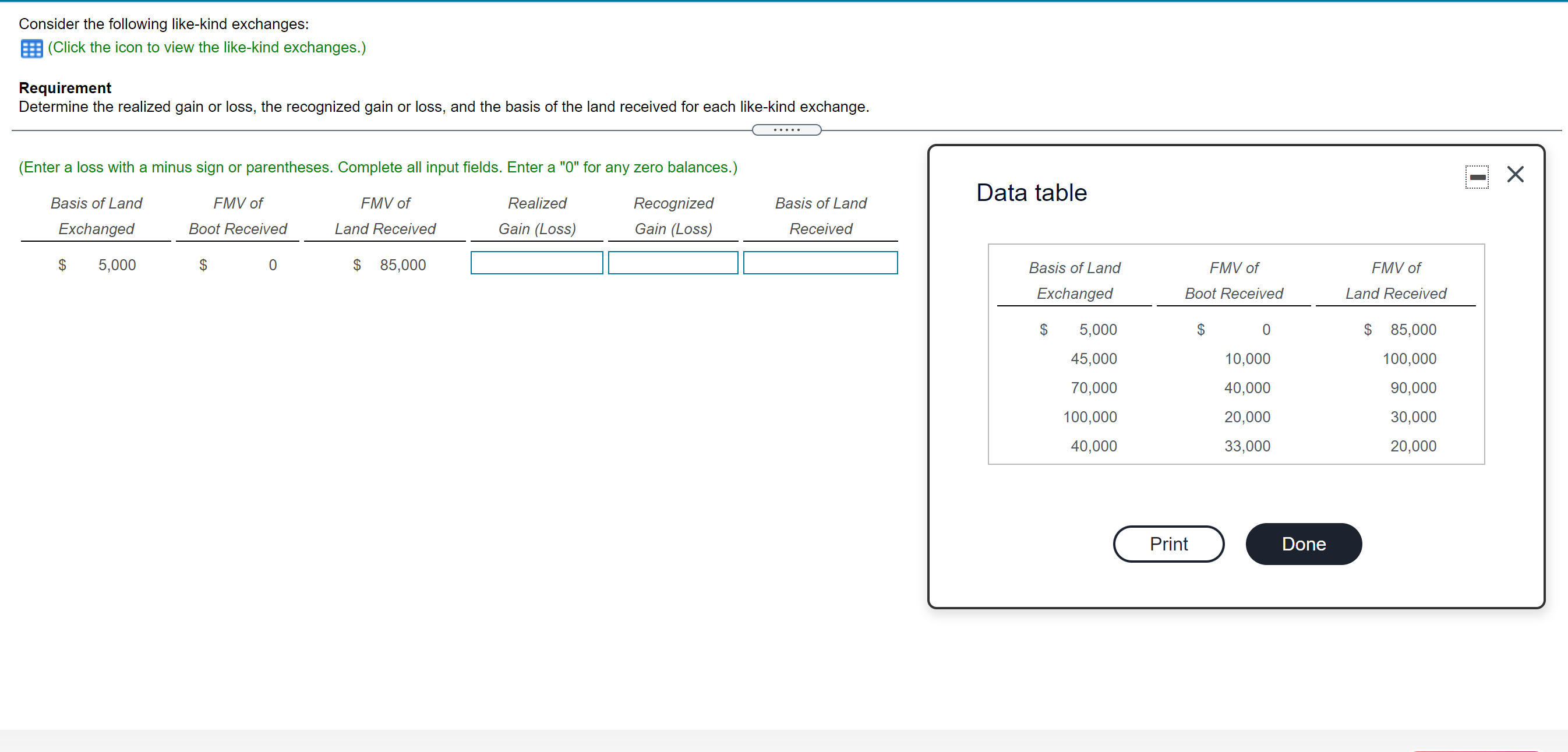 ? Consider the following like-kind exchanges: E (Click the icon to view