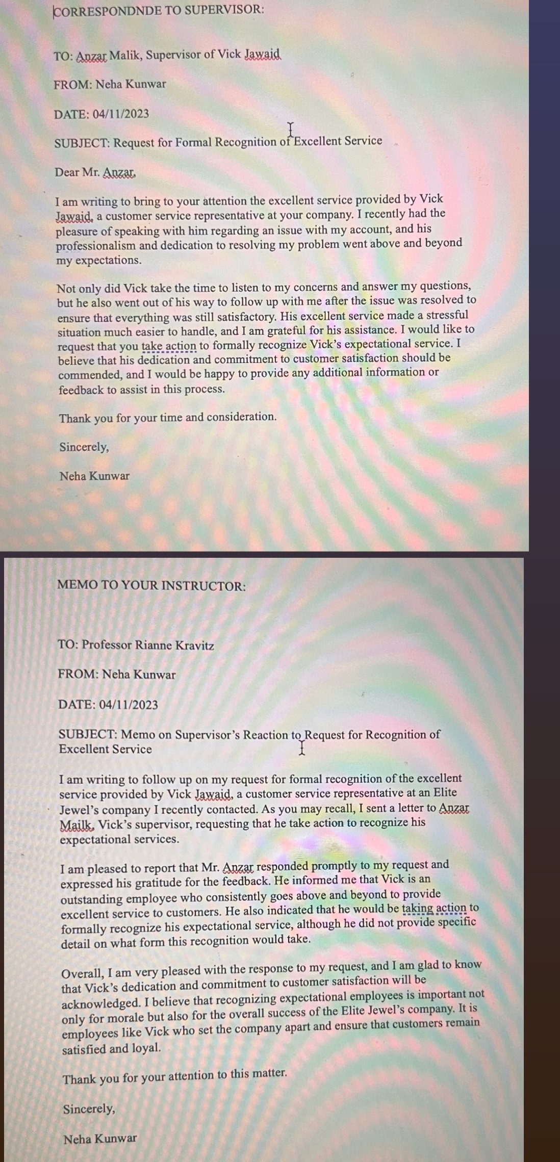 I have an assignment which is called the good deep experience. In