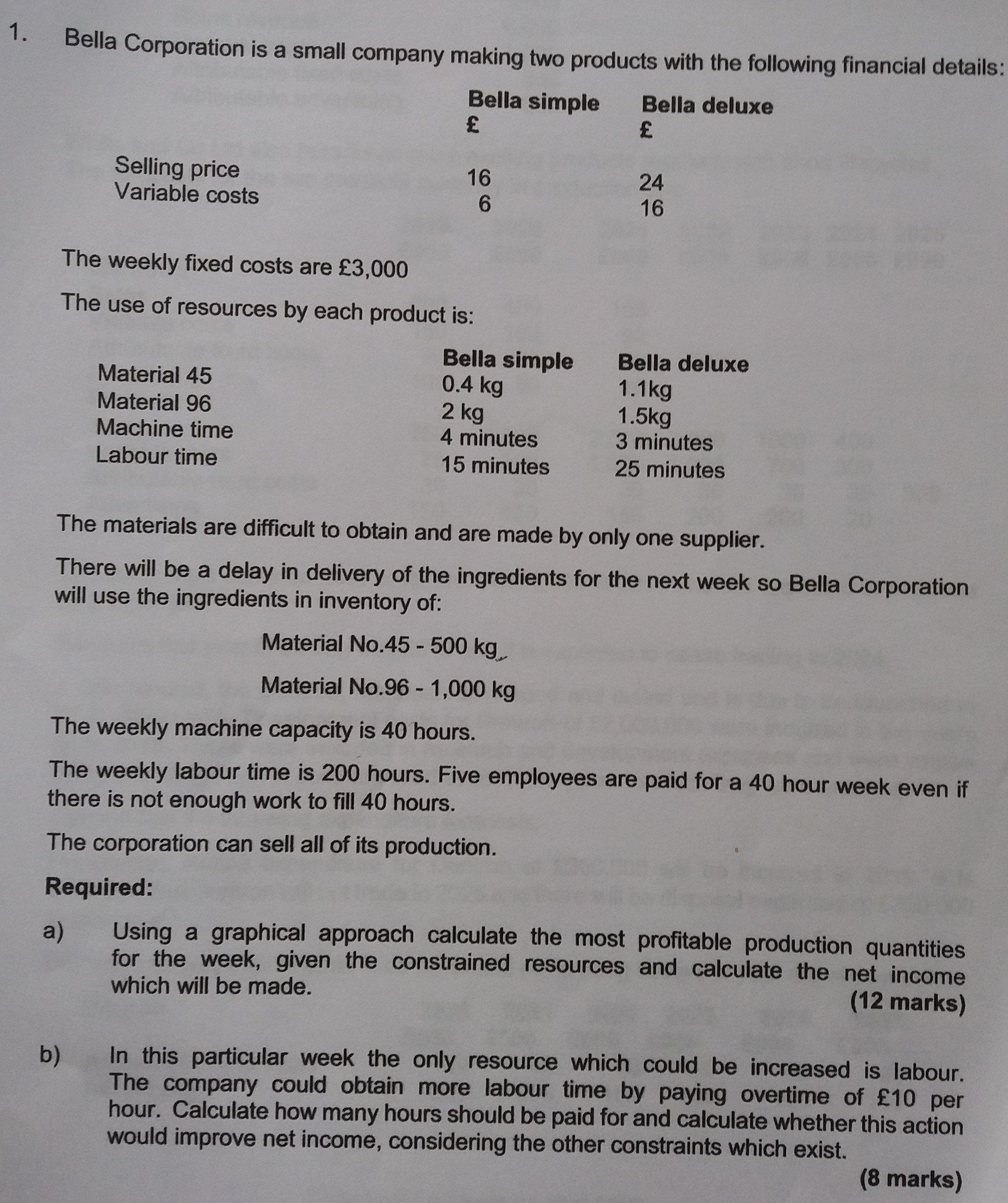 answer only question b 1 . Bella Corporation is a small