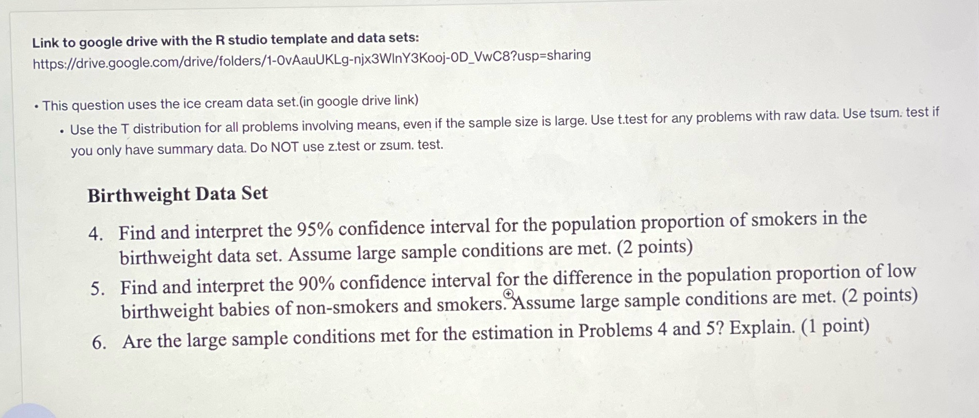 Link to google drive:https://drive.google.com/drive/folders/1-0vAauUKLg-njx3WlnY3Kooj-0D_VwC8#5 requires cholesterol data and #6 does not require