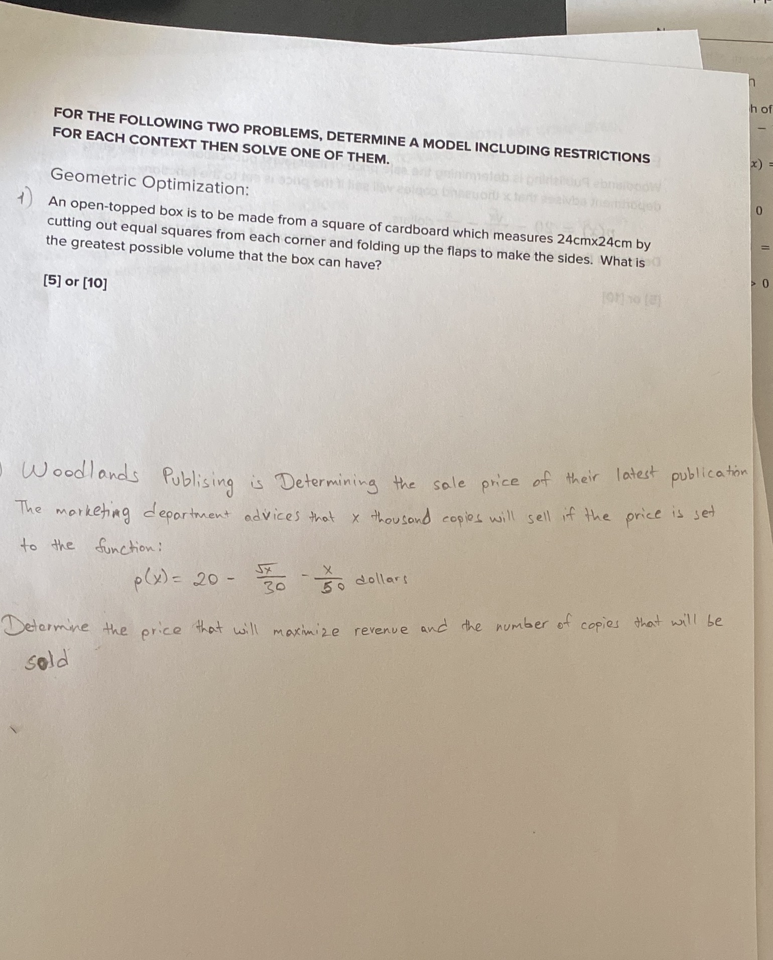 Please don't forget the model including restrictions for both question and it