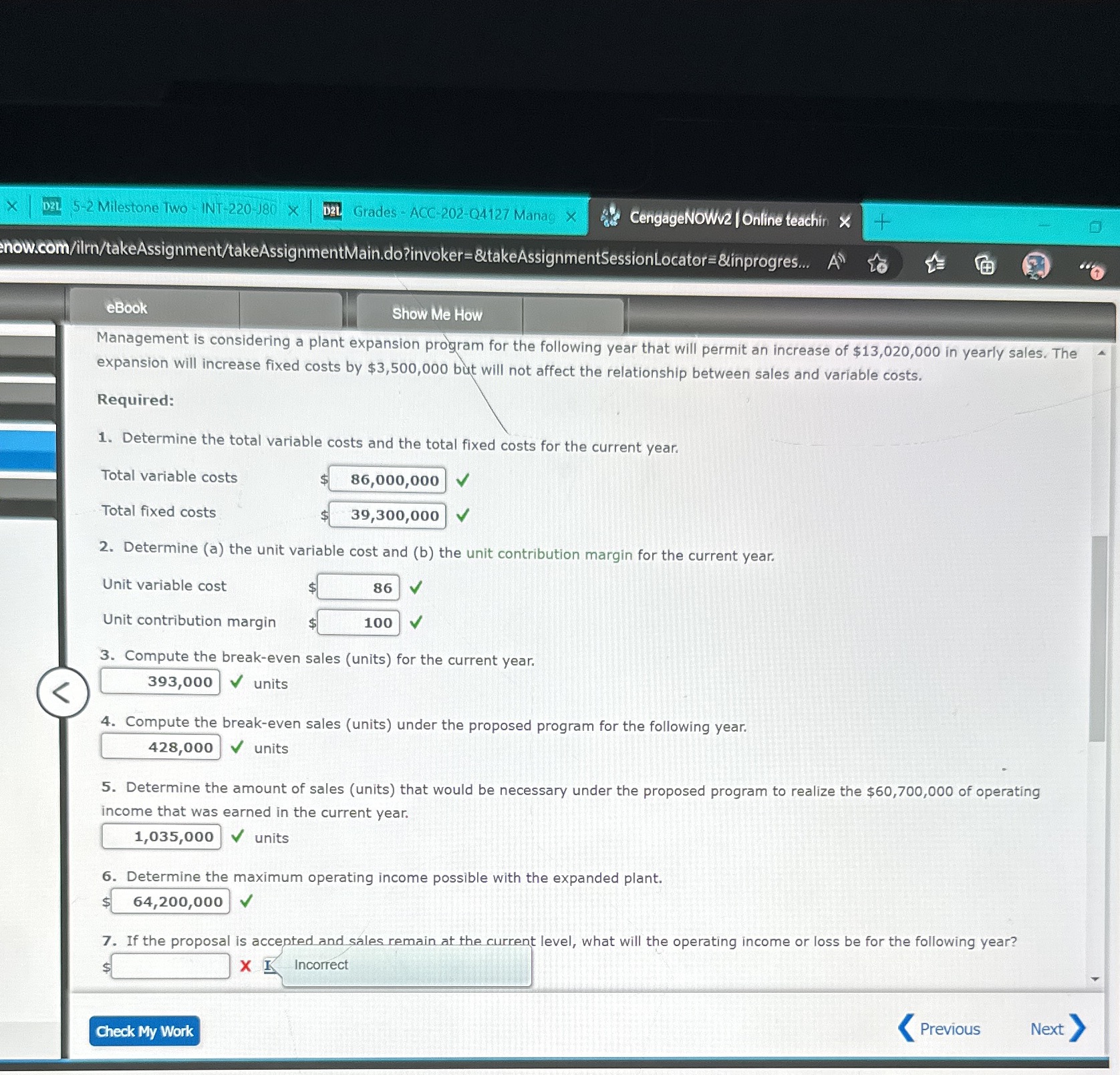 Number 7 X | D21 5-2 Milestone Two - INT-220 180 X
