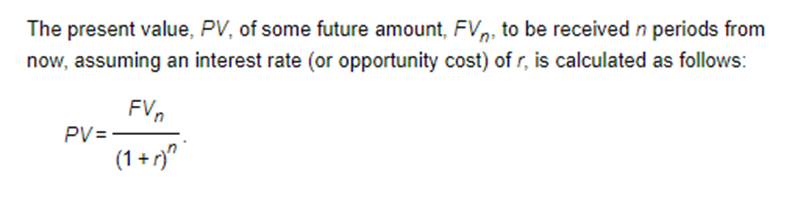 financial calculator, use the basic formula for present value, along with the