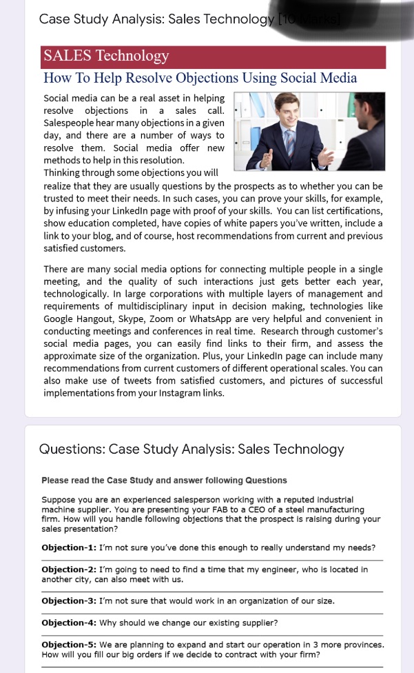 multimedia sales presentations Case Study Analysis: Sales Technology [10 Marks] SALES Technology