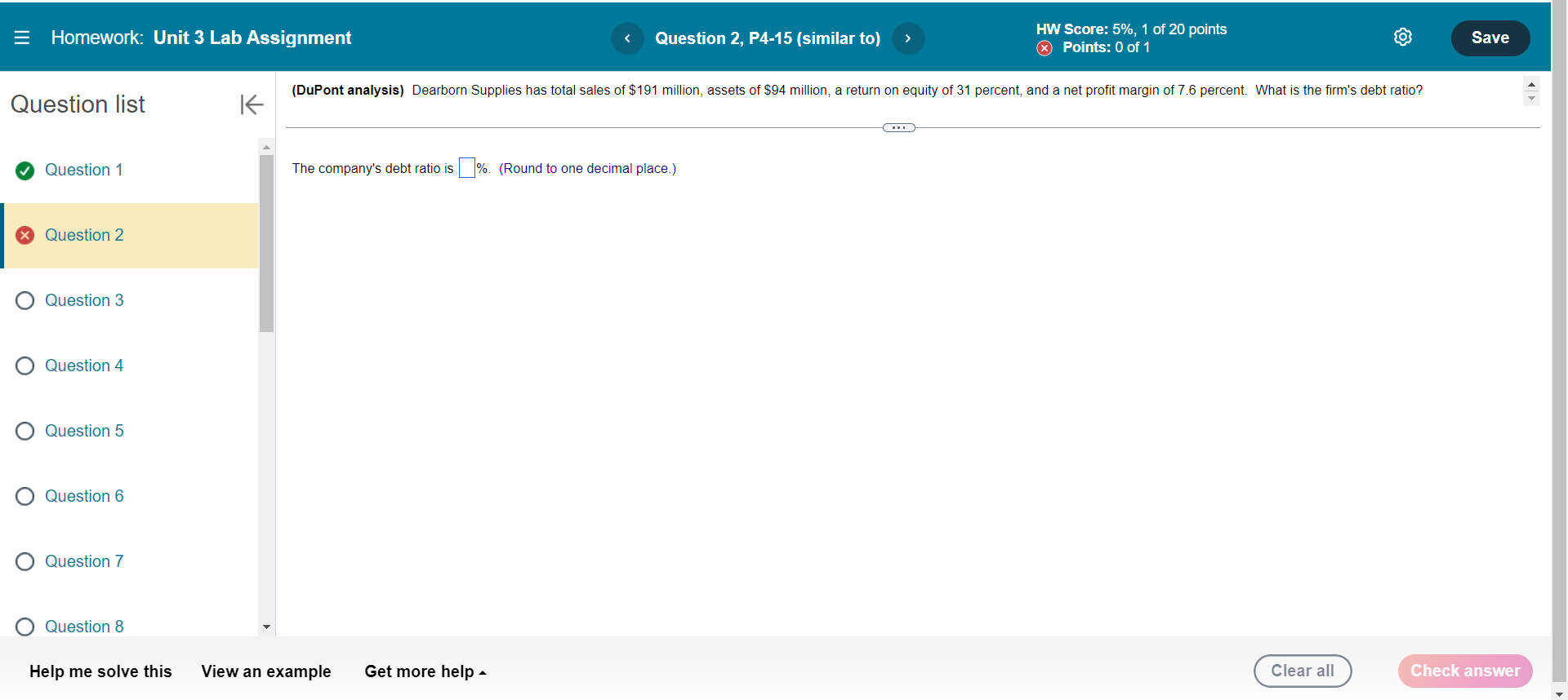 E Homework: Unit 3 Lab Assignment Question 2, P4-15 (similar to)