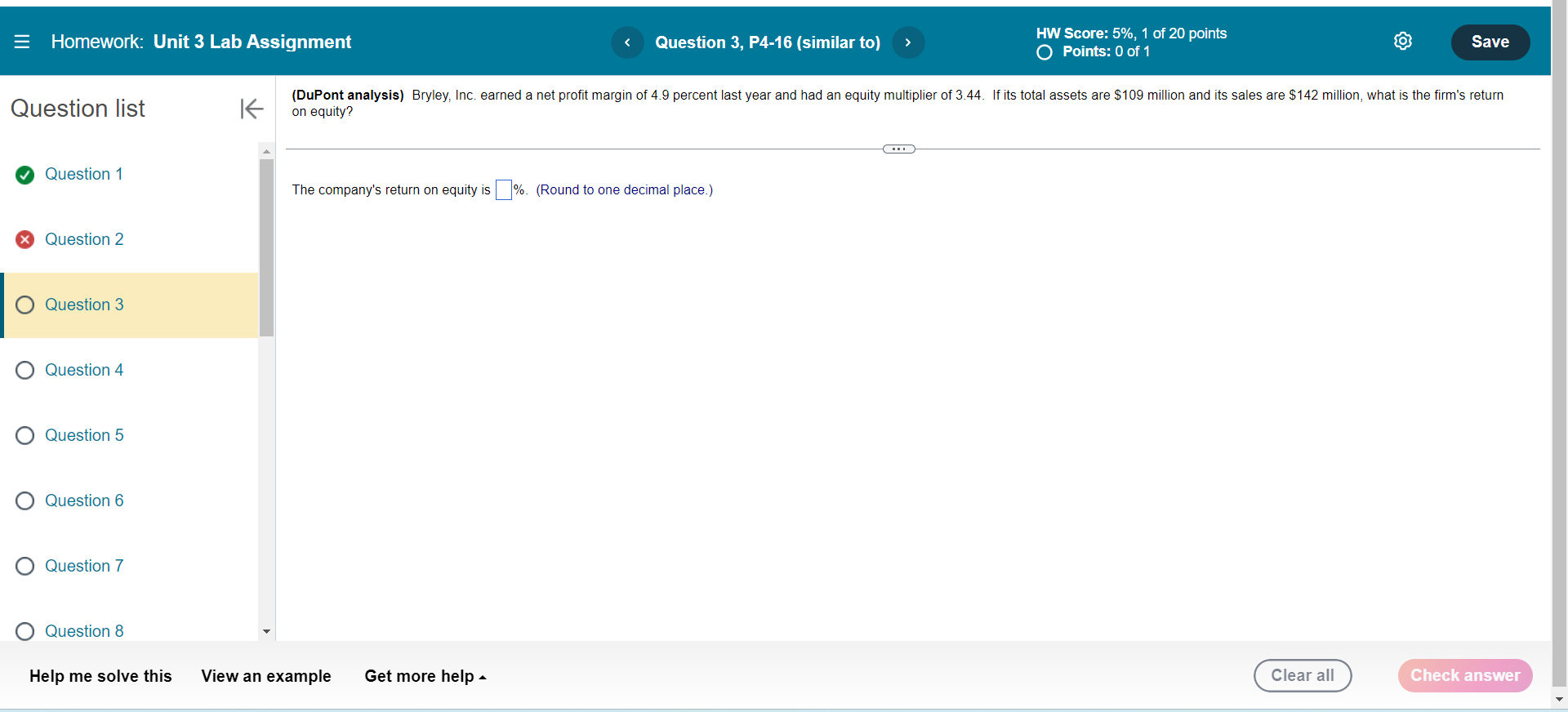 HW Score: 5%, 1 of 20 points Save Points: 0 of 1