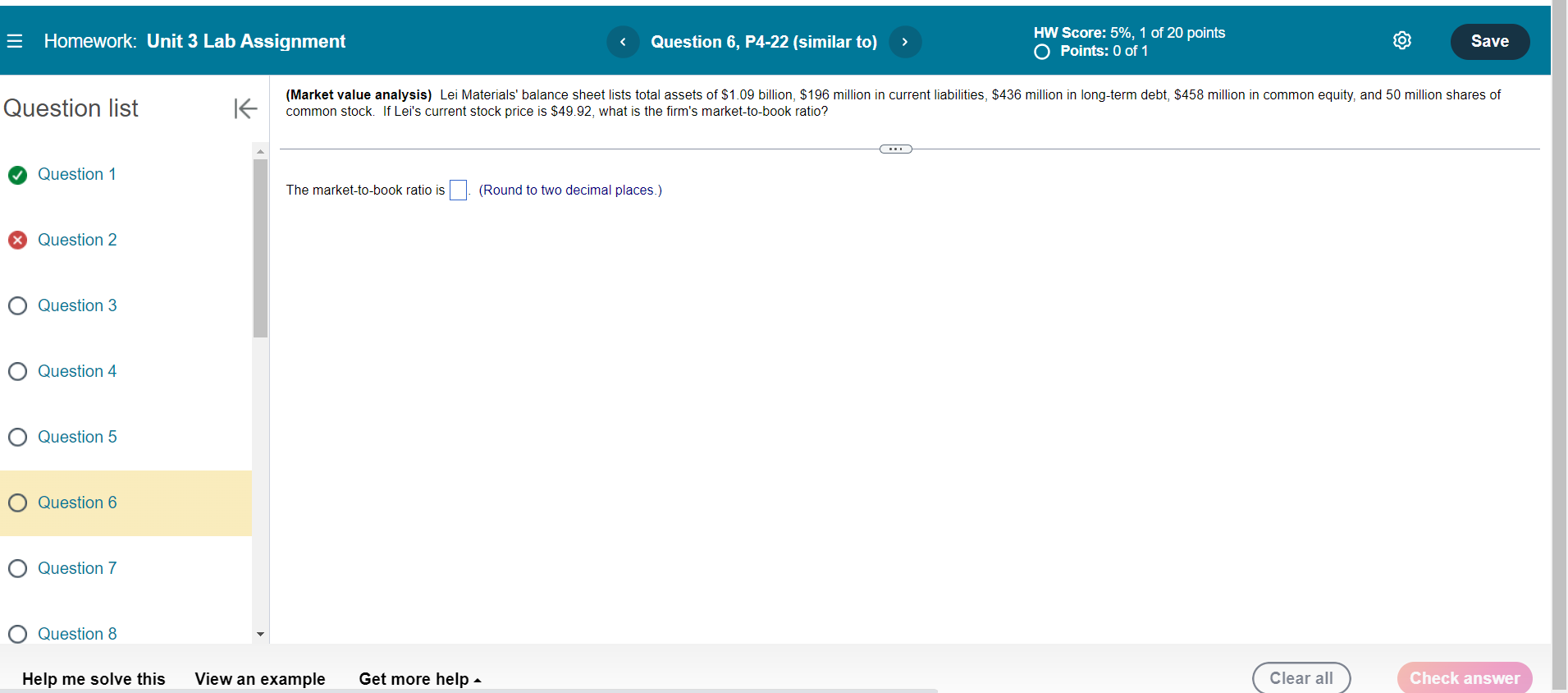 a net profit margin of 7.6 percent. What is the firm's debt
