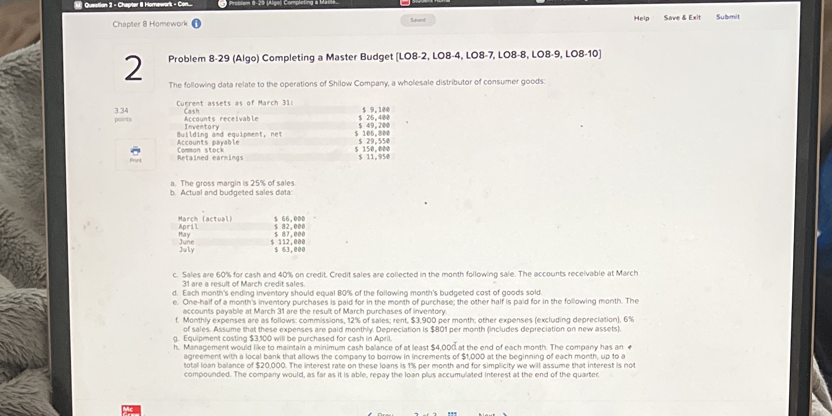 M Question 2 - Chapter 8 Homework - Con Saved Help