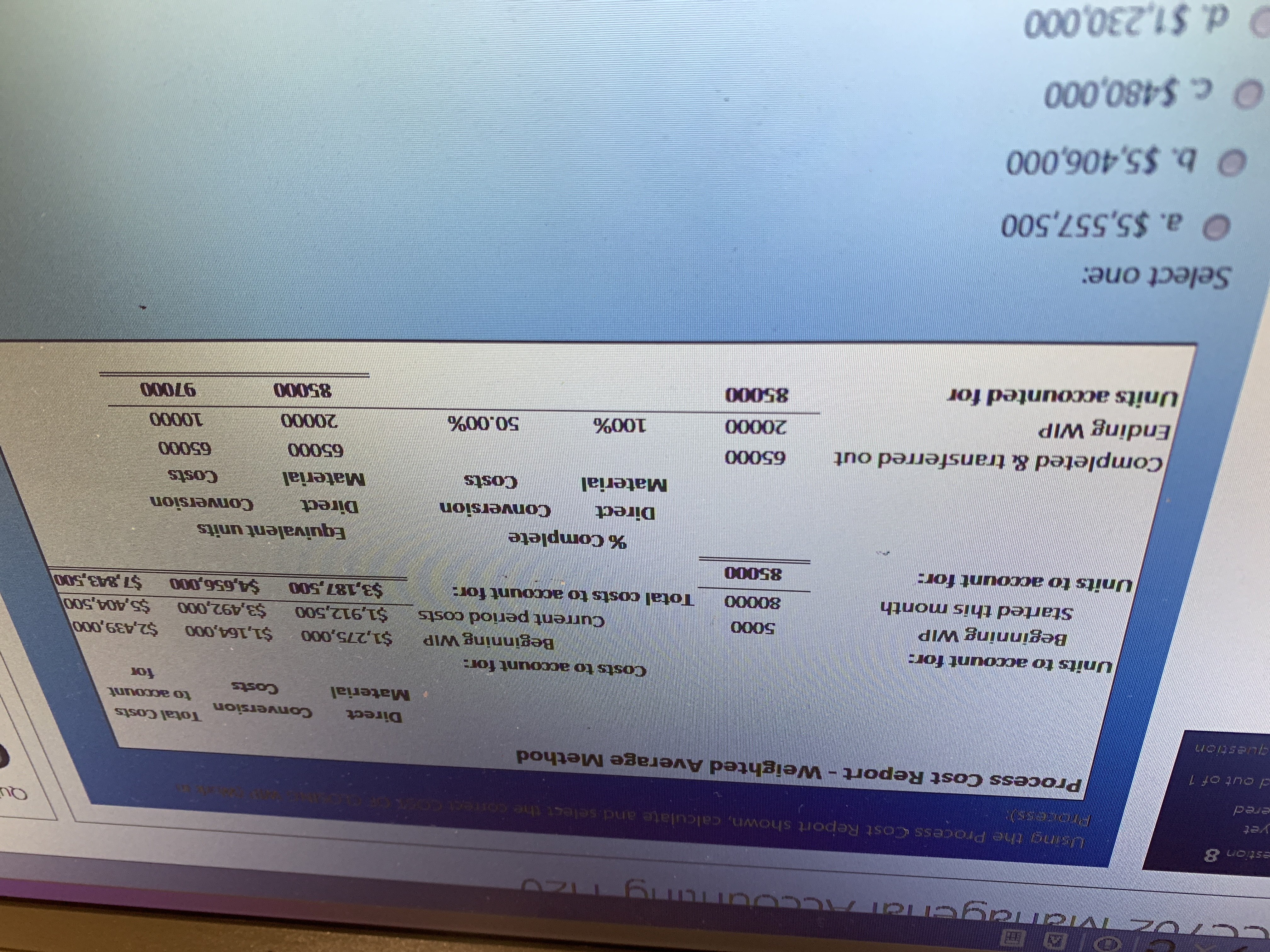 I need answer estion & vet Lising the Process Cost Report shown,