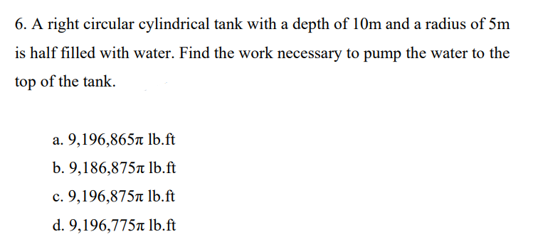 a tank of water at a depth of 10ft. If P 1b/ft