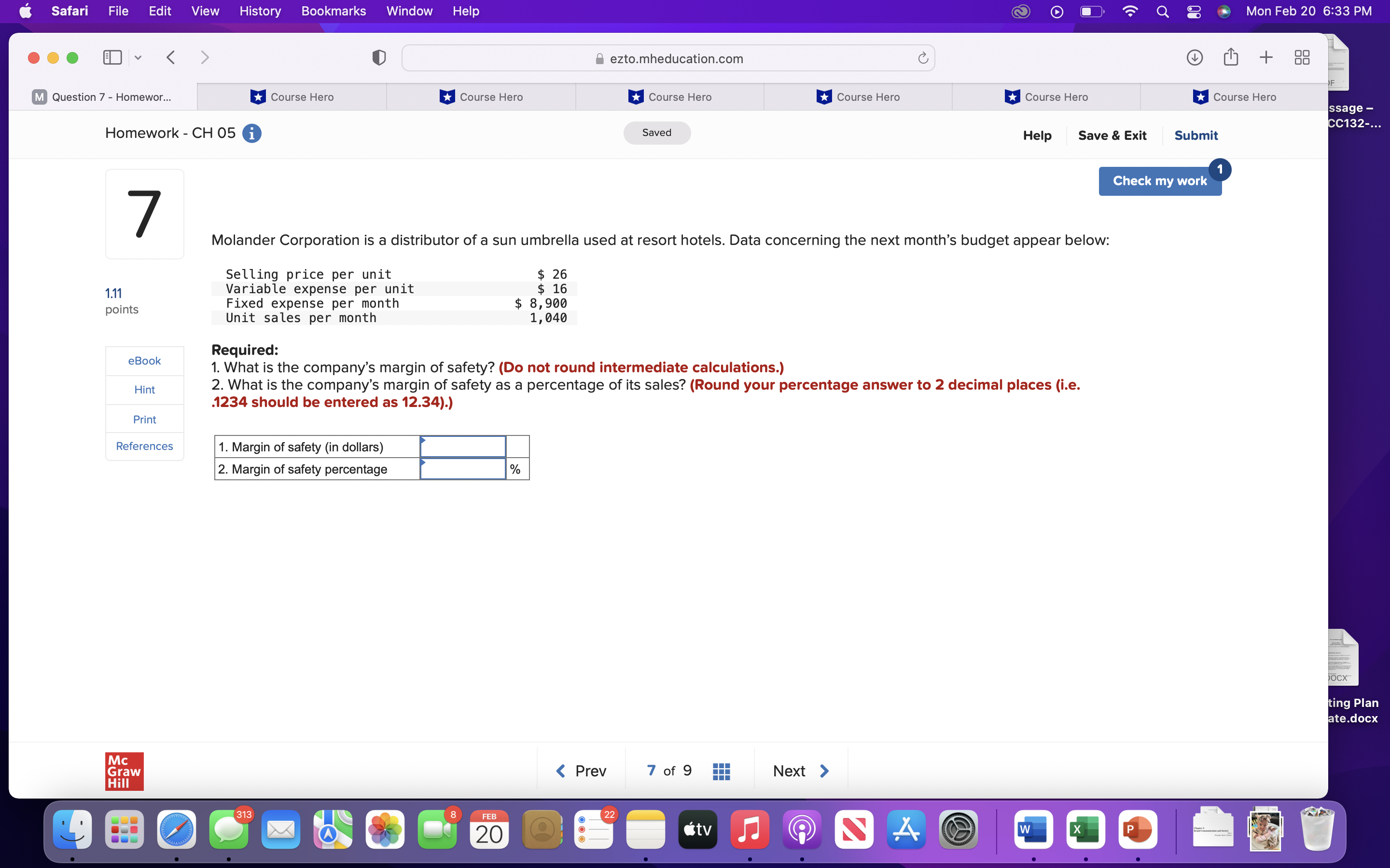 Safari File Edit View History Bookmarks Window Help a Course Hero Mon