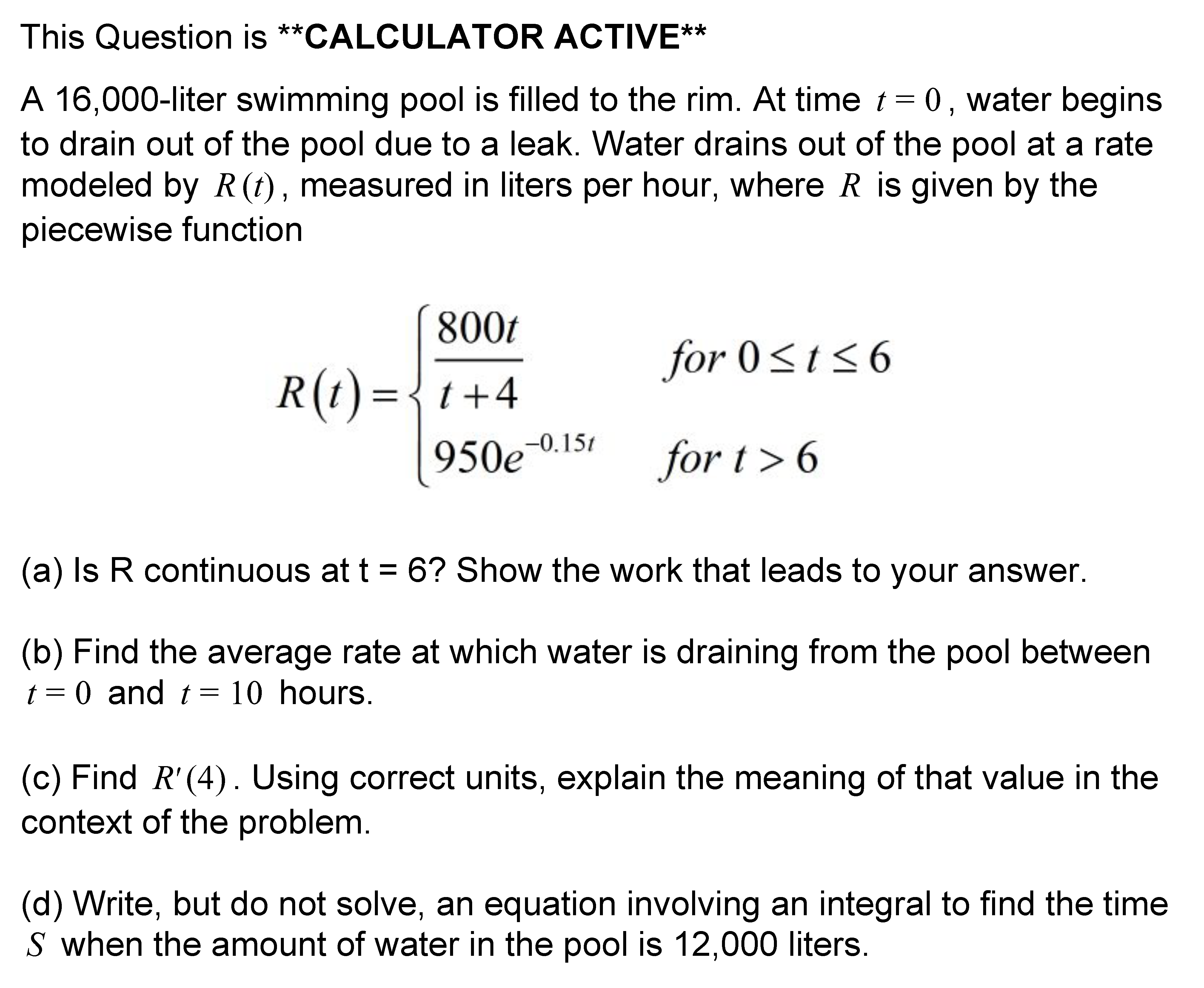 Although a calculator is permitted, ALL WORK must be shown.Please provide detailed