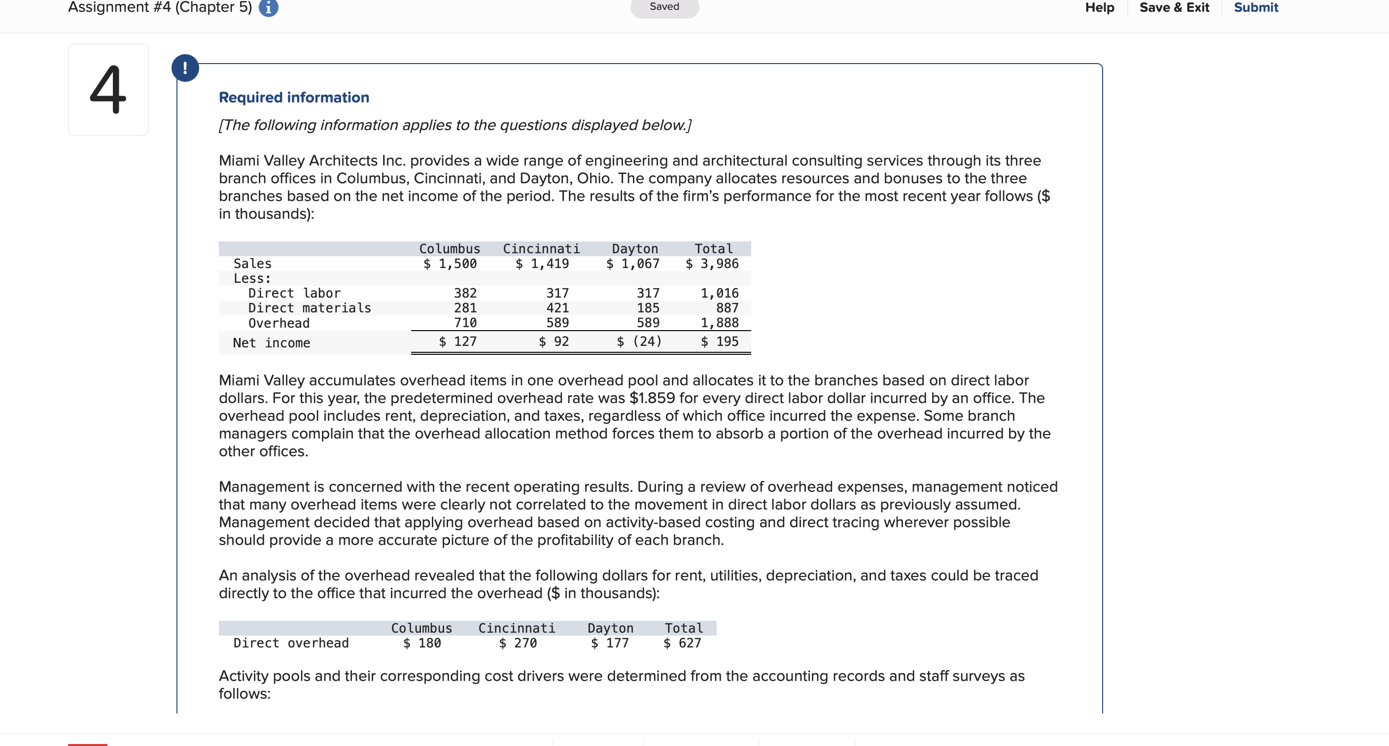  Assignment #4 (Chapter 5) @ Saved Help 40 Required information [The