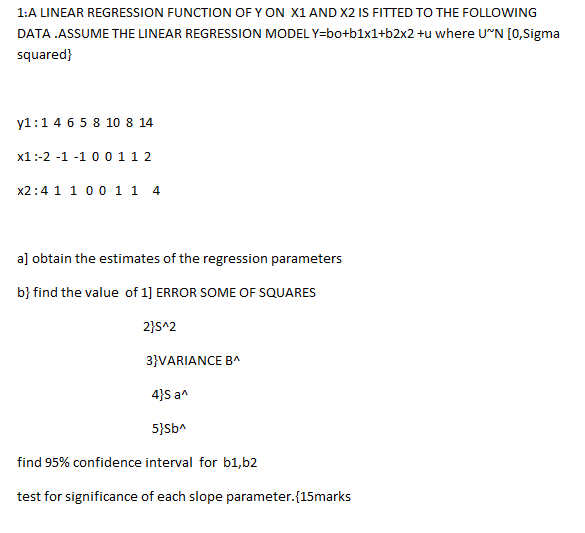 //statistical data analysis for management 1:A LINEAR REGRESSION FUNCTION OF Y ON