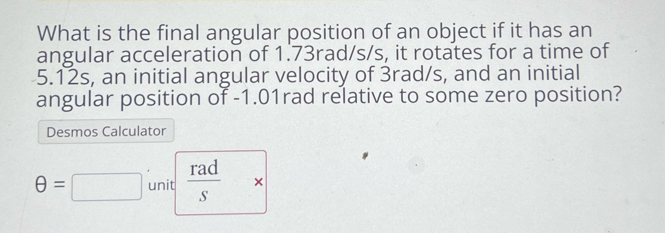 What is the final angular position of an object if it