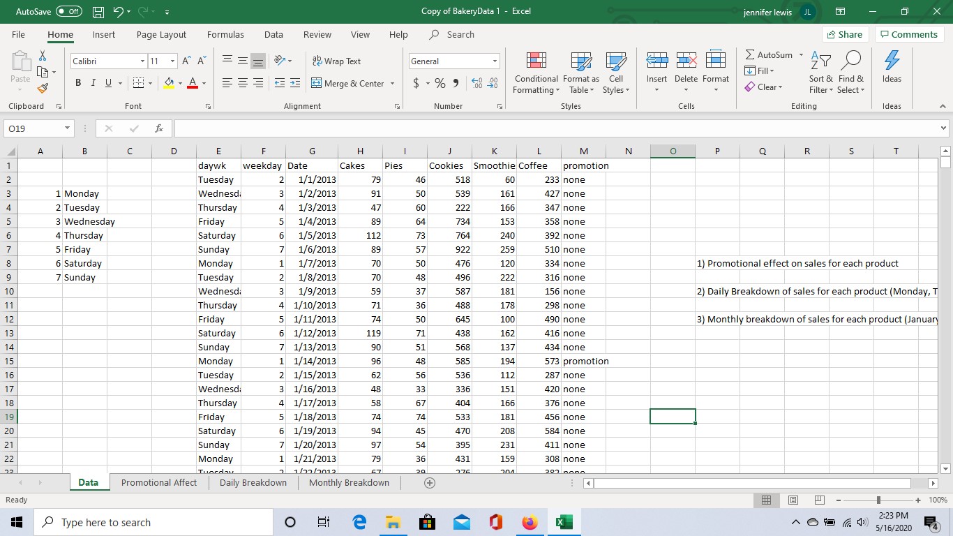 In the Pivot Table exercise, the question to answer is to make