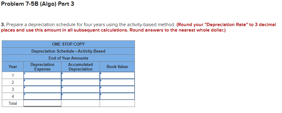 installation. The company estimates the equipment will have a residual value of