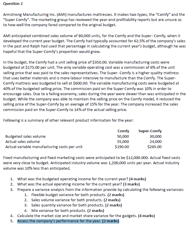 Deluxe. Budget and actual data are as follows: Budget- Standard Budget Actual-