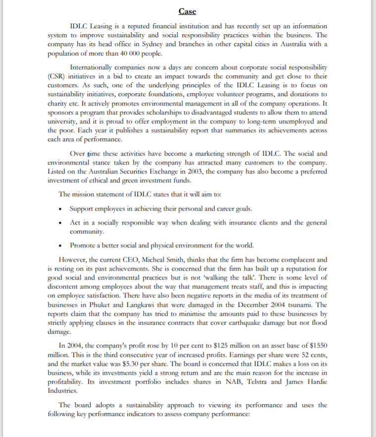 Attached case study with 4 questions Em lDLC leasing is a reputed