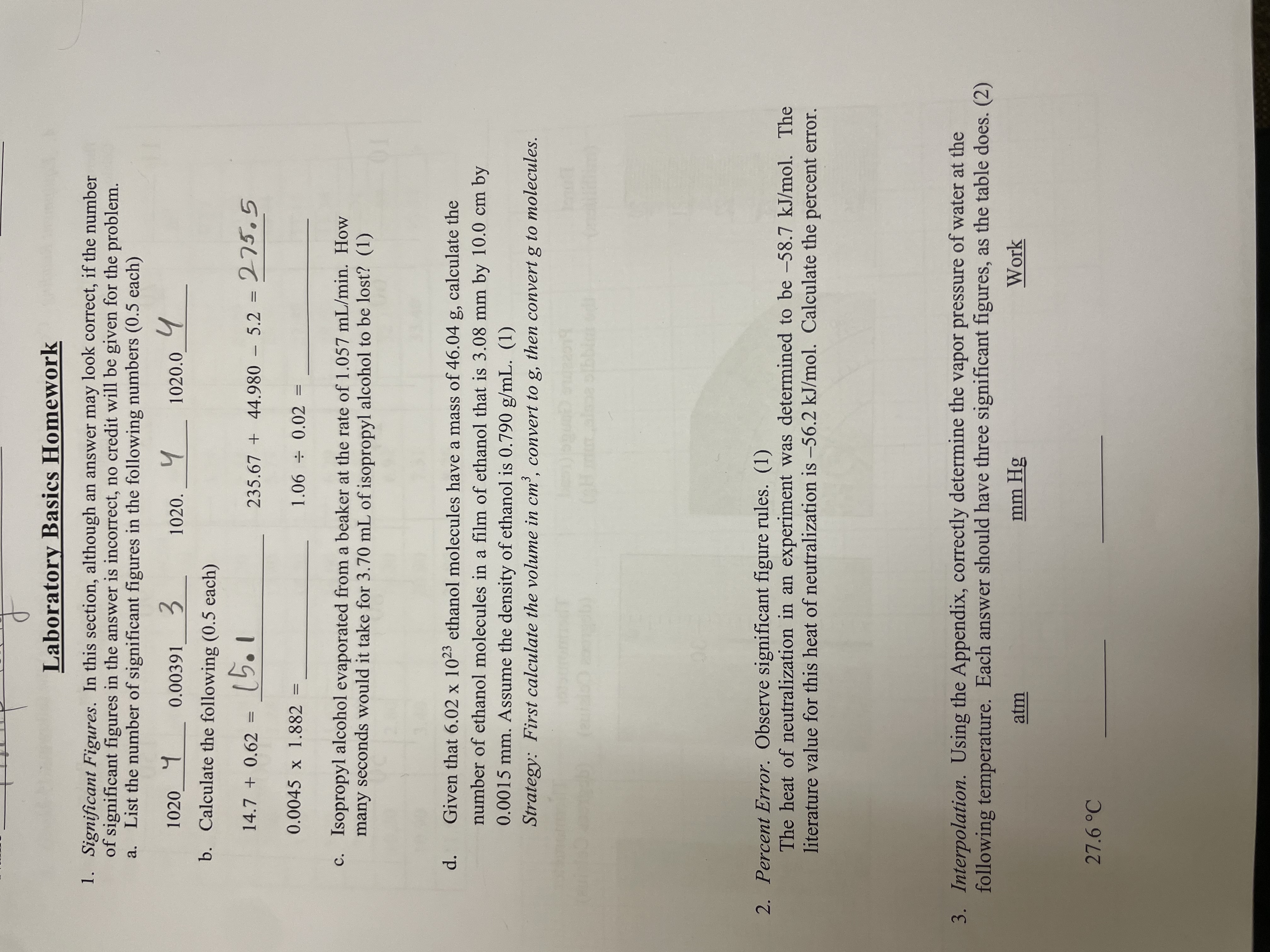 answers. Observe significant figures rules. (8) a. Temperature 75.2 .C to K