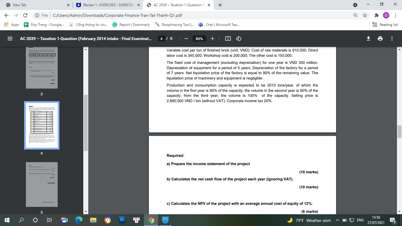AC 2039 - Taxation 1-Question (F X + X -) @ File