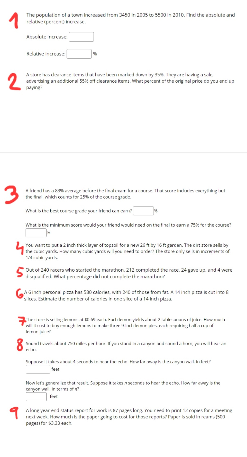 Statistics and Probability relative (percent) Increase. Absolute Increase: l:] Relative increase: [:]