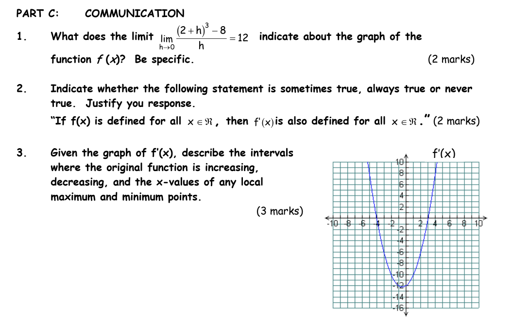 PART C: COMMUNICATION 1. What does the limit lim (2 +