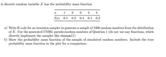  A discrete random variable X has the probability mass function X