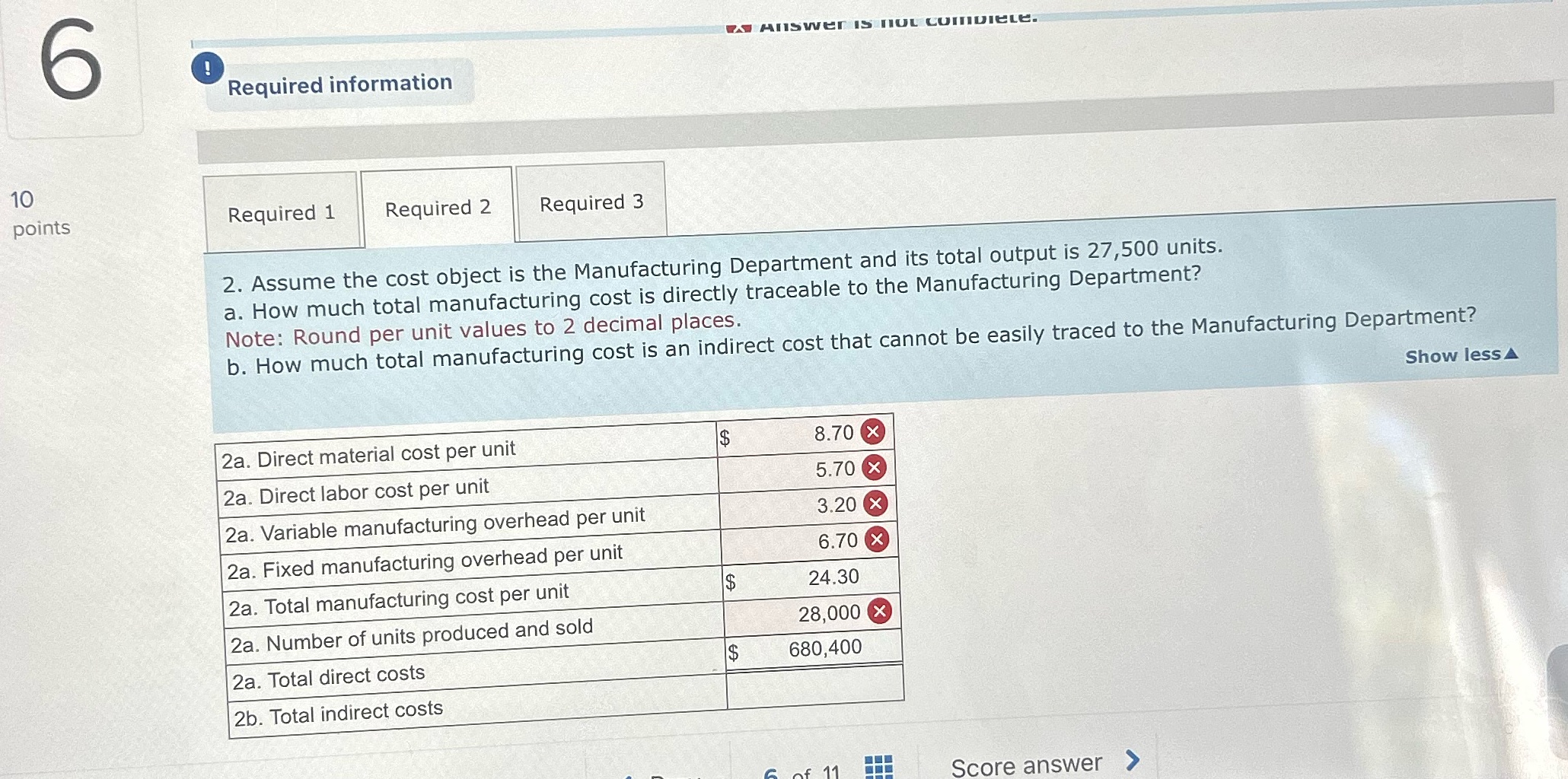  6 ANSWER IS BIOL COMIDIELE. O Required information 10 points Required