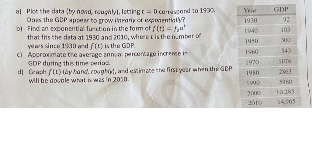 I can do a. I think the exp function is 92(1.0657)t a)