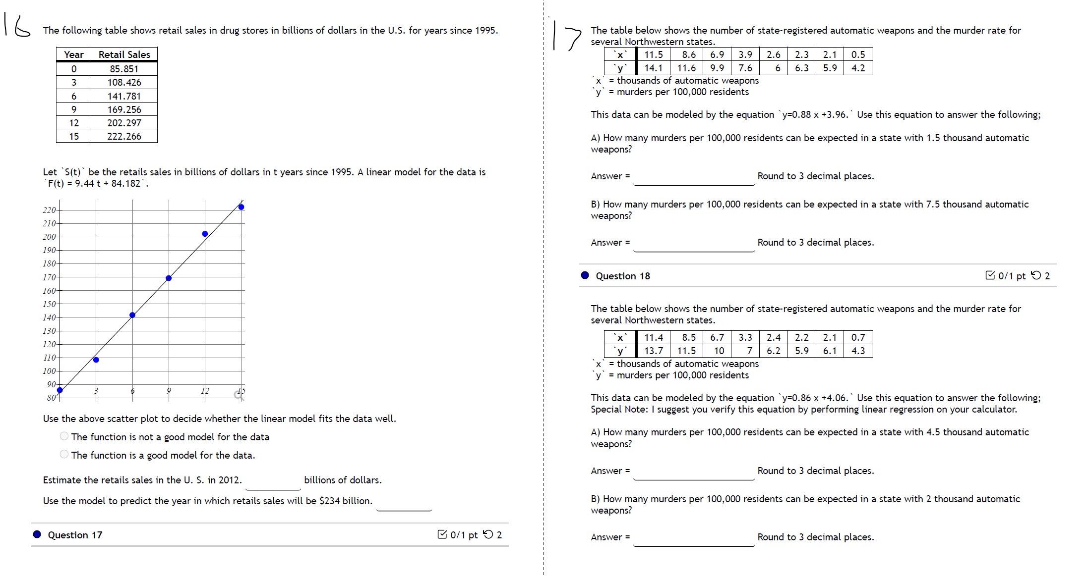 data with y as the response variable, X Y 52.5 68.3 72.7