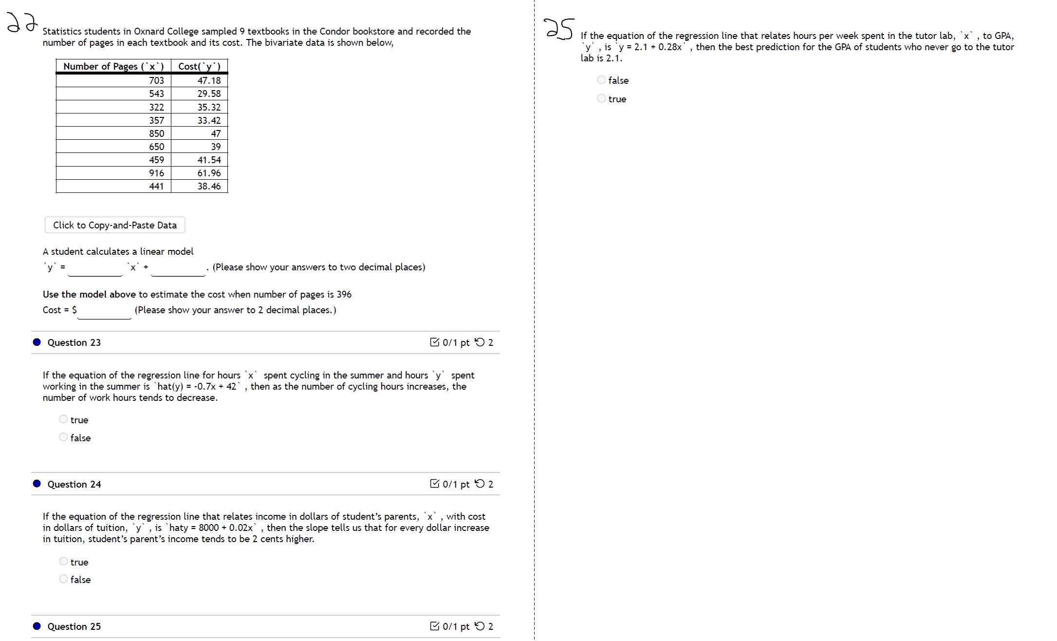 67.6 0.5 71 10.4 63.2 -O.8 40.2 72.1 43.7 52.1 Find the