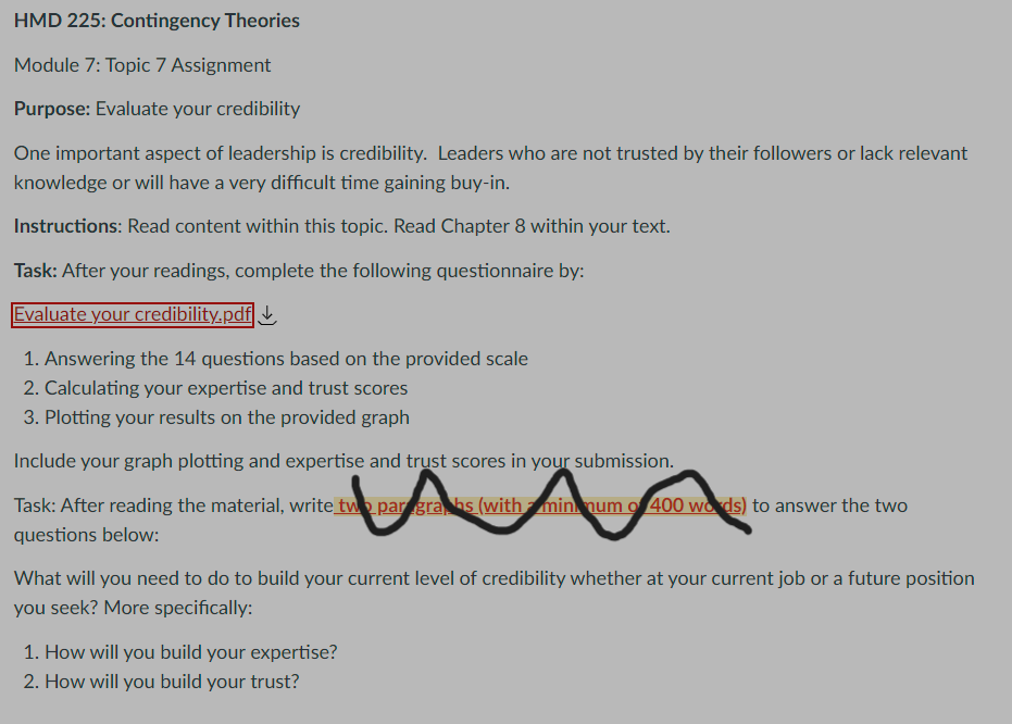  HMD 225: Contingency Theories Module 7: Topic 7 Assignment Purpose: Evaluate