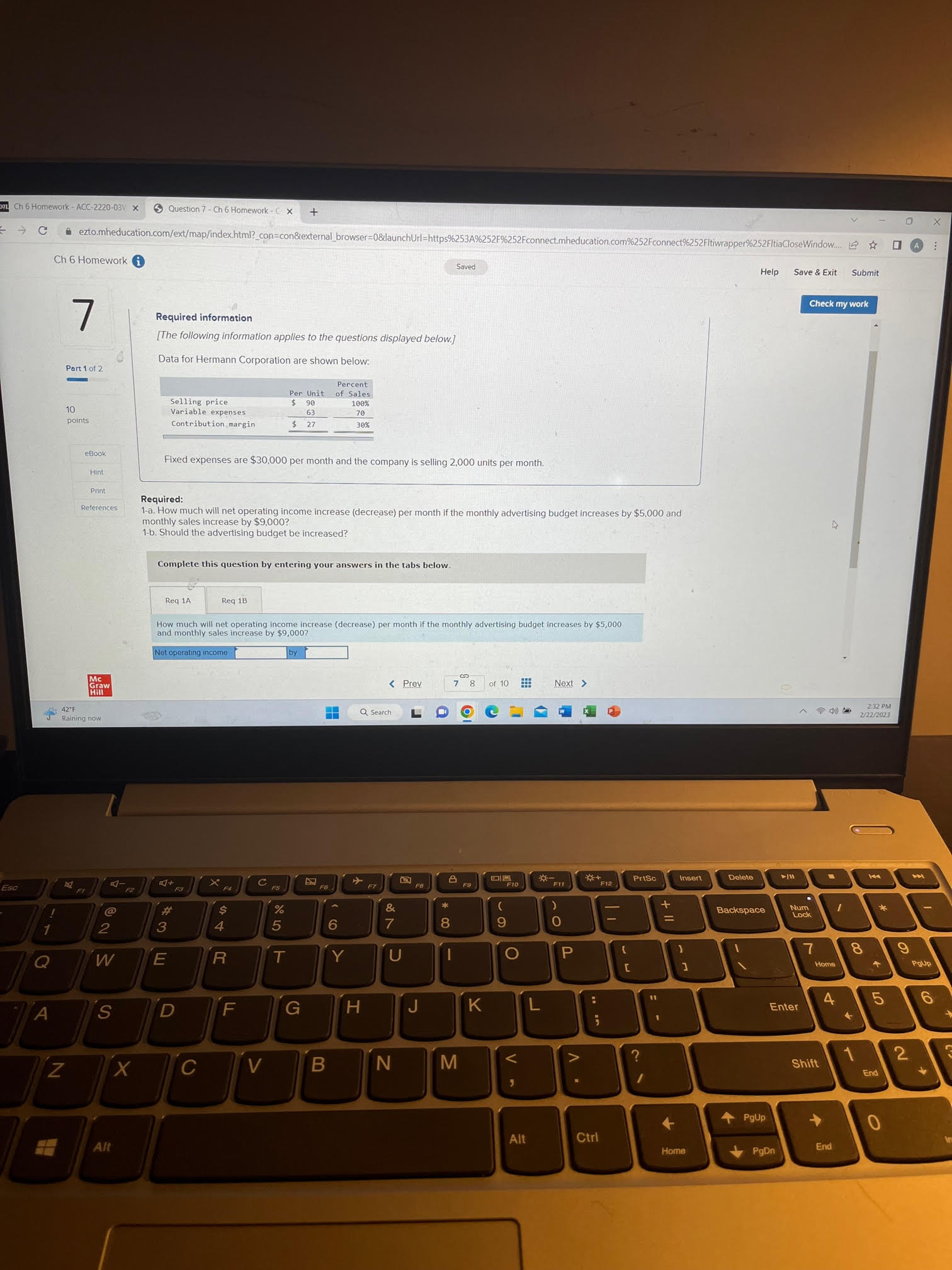  21 Ch 6 Homework - ACC-2220-03V x Question 7 - Ch