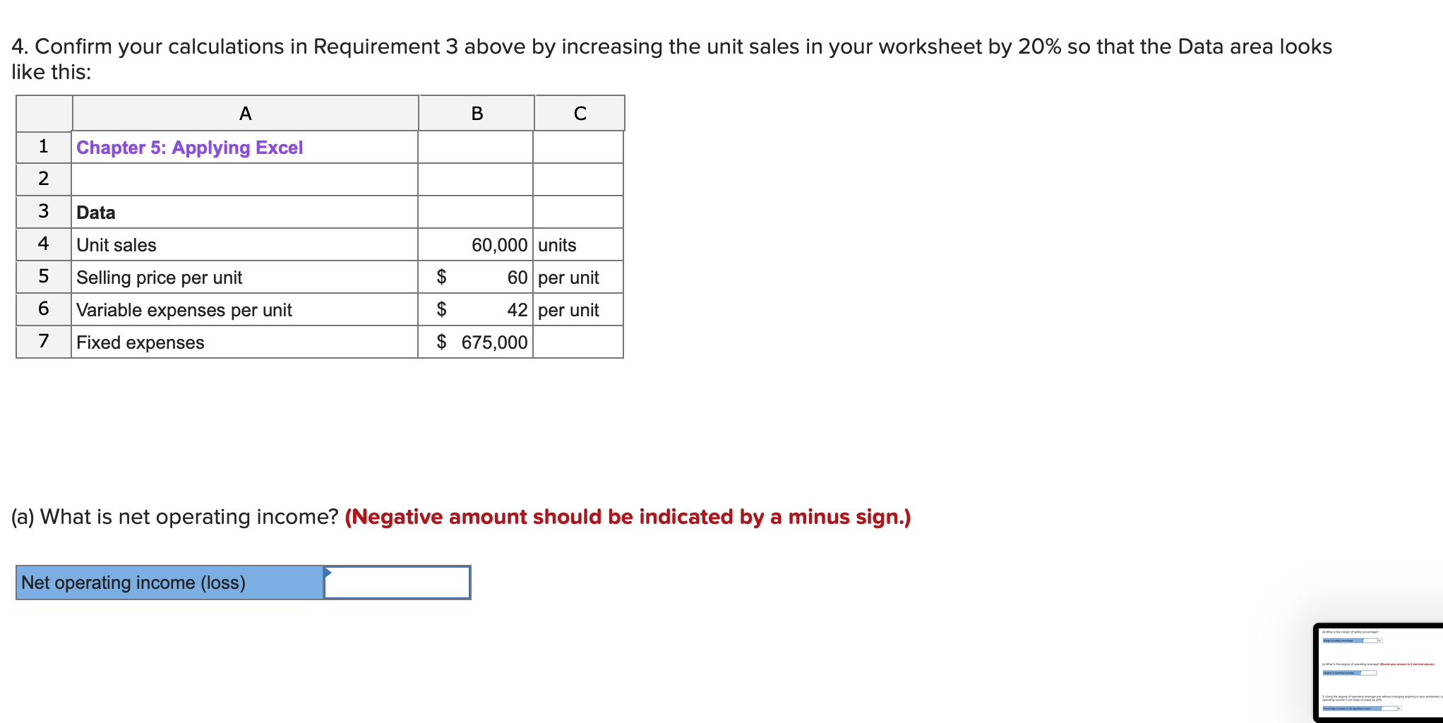 Chapter 5: Applying Excel pomts 2 | 3 lData 630\" 4 Unit