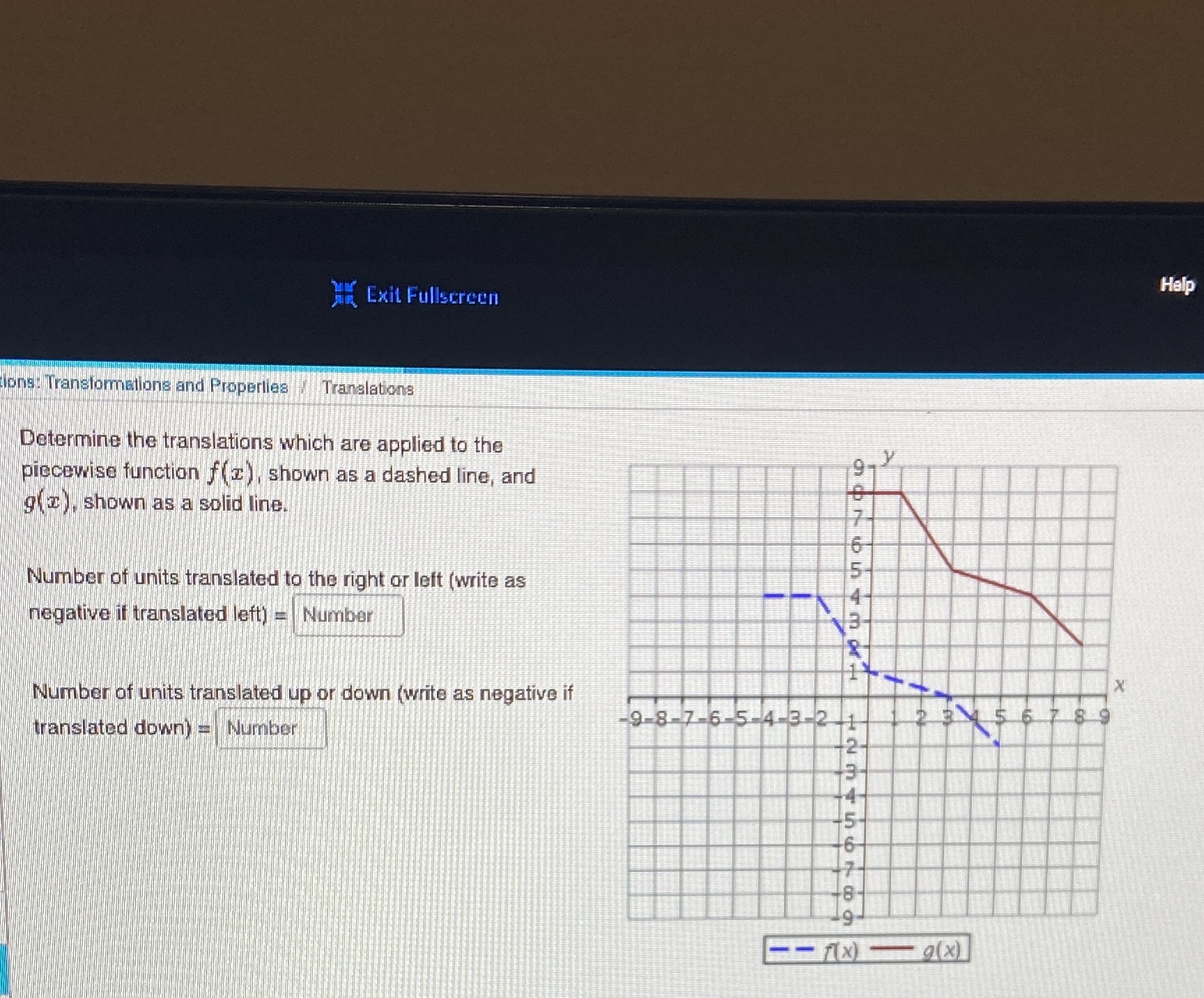 Please help on math thank you! Help Exit Fullscreen ons: Transformations and