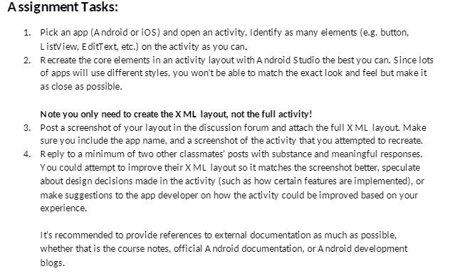  Assignment Tasks: 1. Pick an app (Android or iOS) and open
