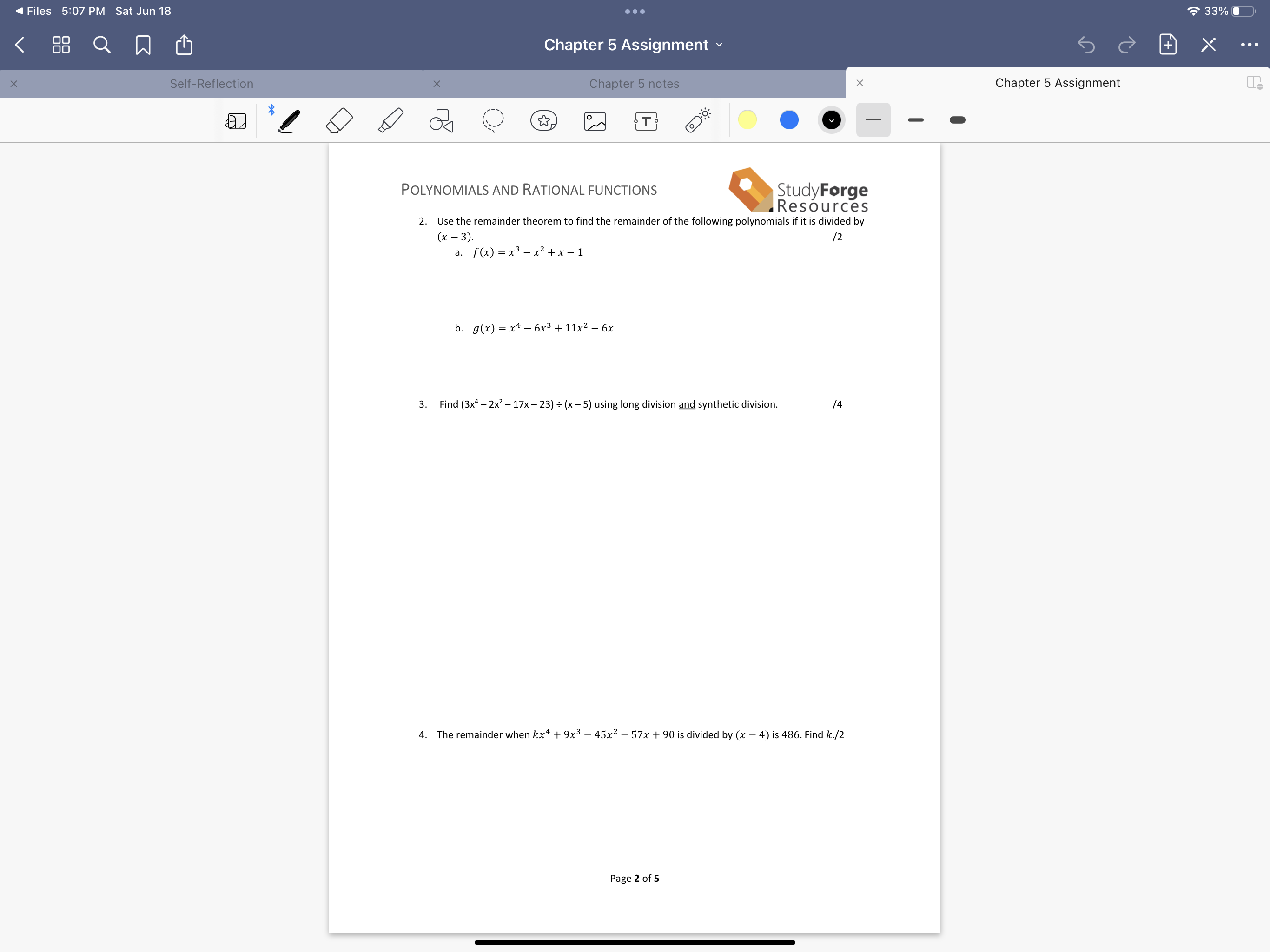 x Chapter 5 Assignment Chapter 5 notes Chapter 5 Assignment POLYNOMIALS AND