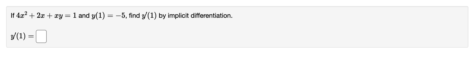  \fFor the equation given below, evaluate y' at the point (1,