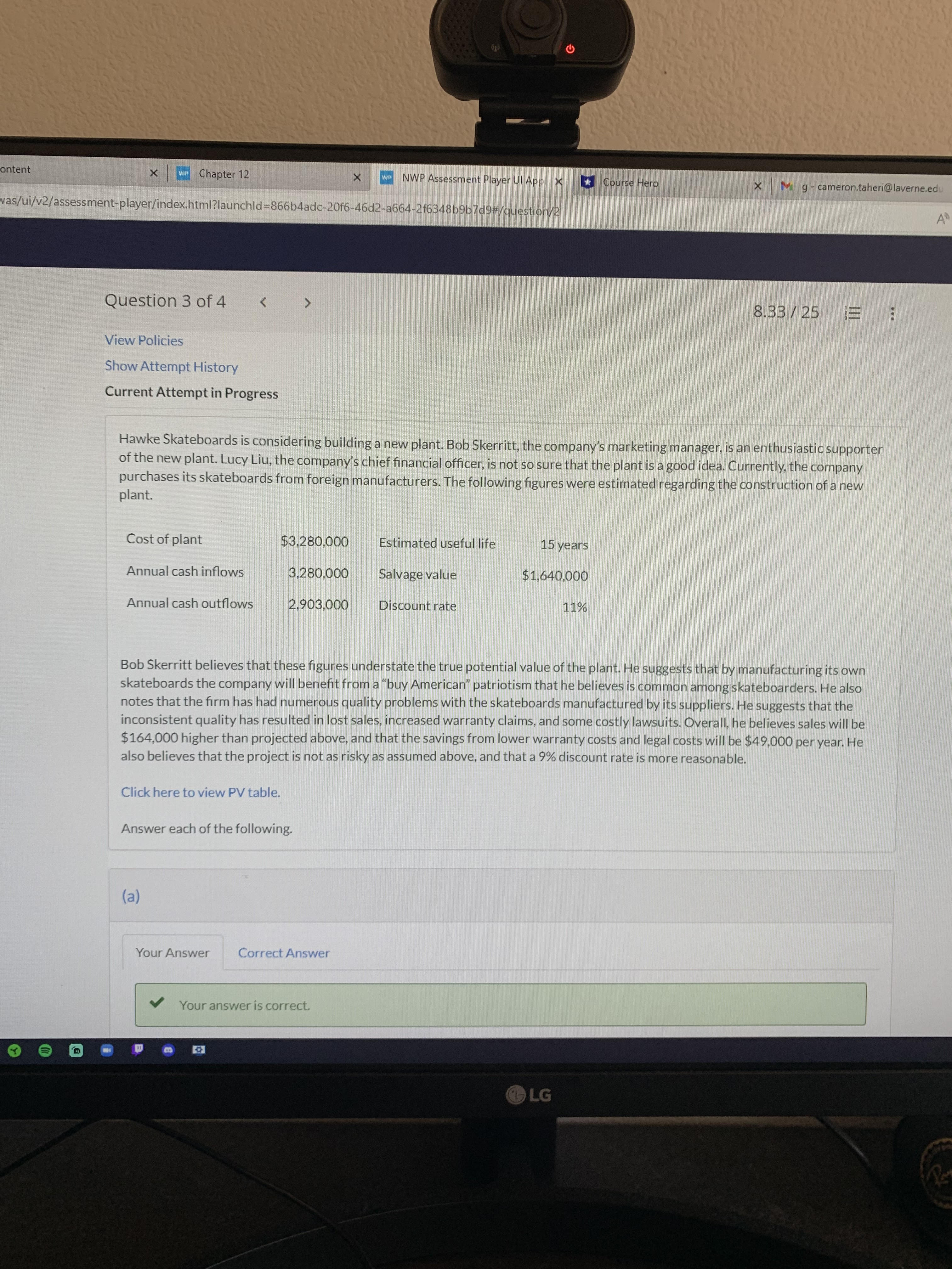  ontent x we Chapter 12 X P NWP Assessment Player Ul