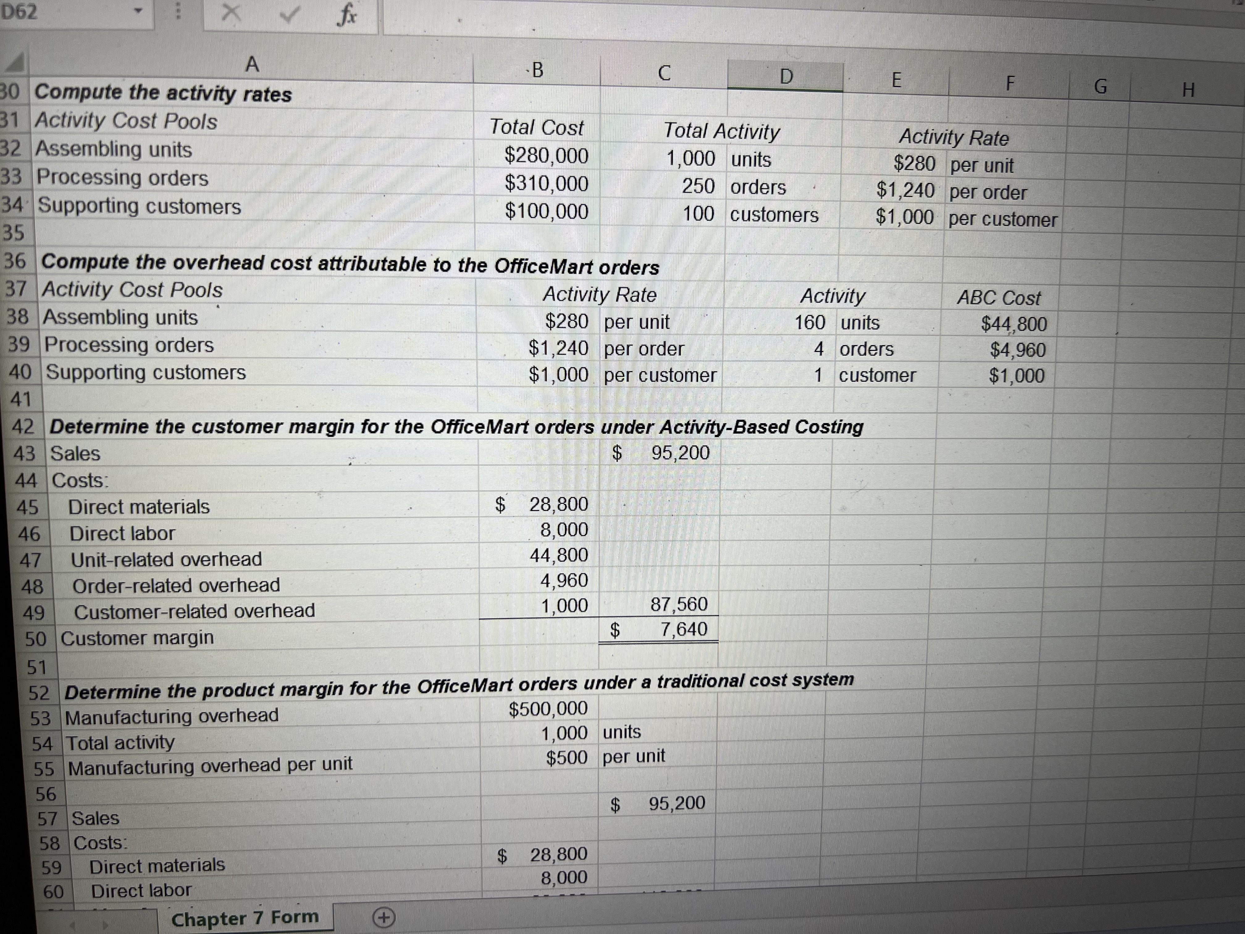 D E F Chapter 7: Applying Excel G H Data Manufacturing overhead