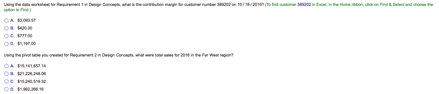  Using the data worksheet for Requirement 1 in Design Concepts, what