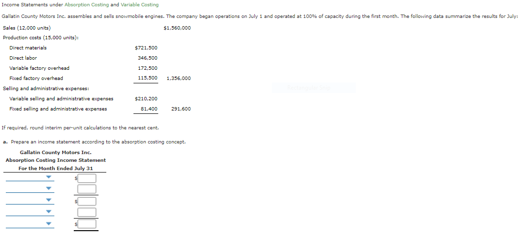 the variable costing concept. Gallatin County Motors Inc. Variable Costing Income Statement