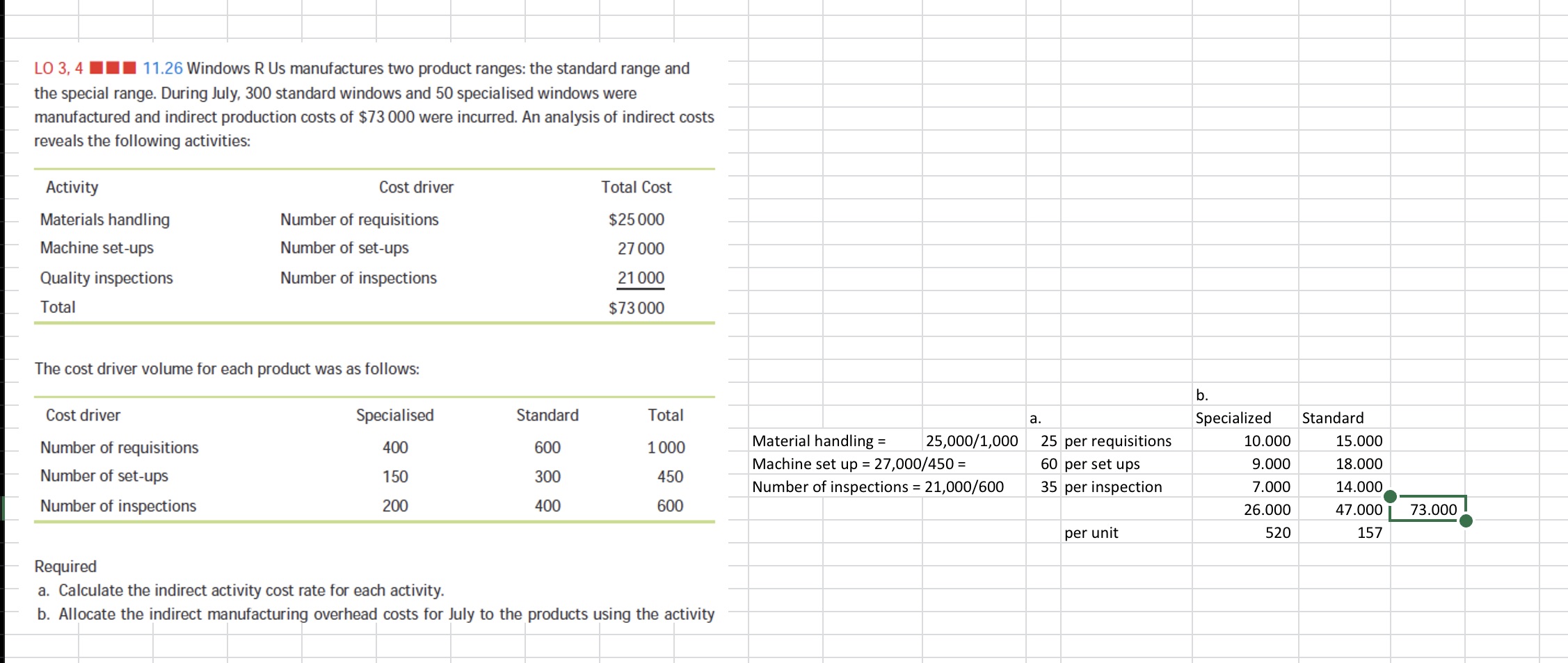 please help me answer the A and B question using excel LO