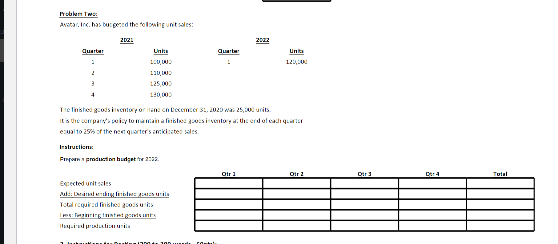 1/2 pound of plastic. Budgeted production of buckets in units for the