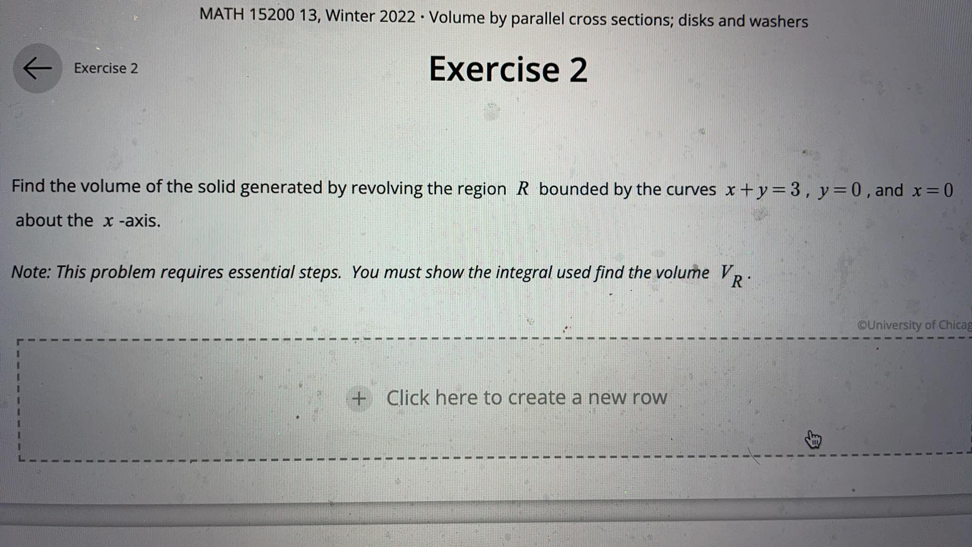 MATH 15200 13, Winter 2022 - Volume by parallel cross sections;
